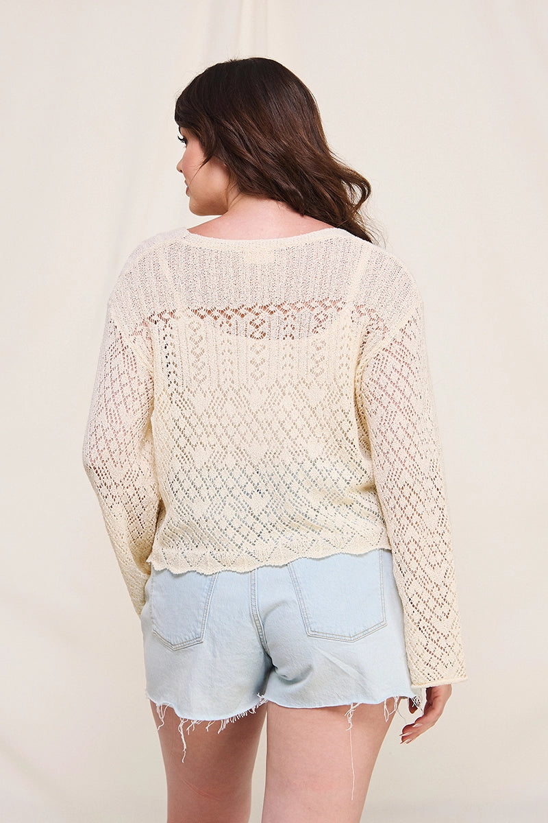Plus Size Scallop Cardigan (cream)