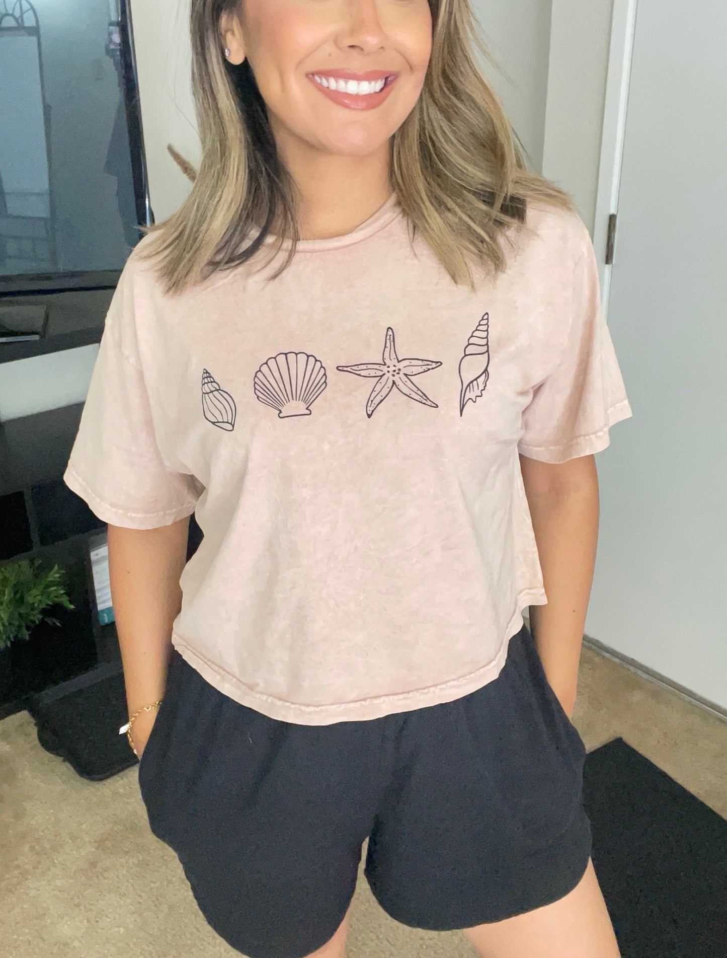 Cropped Seashell Mineral Top