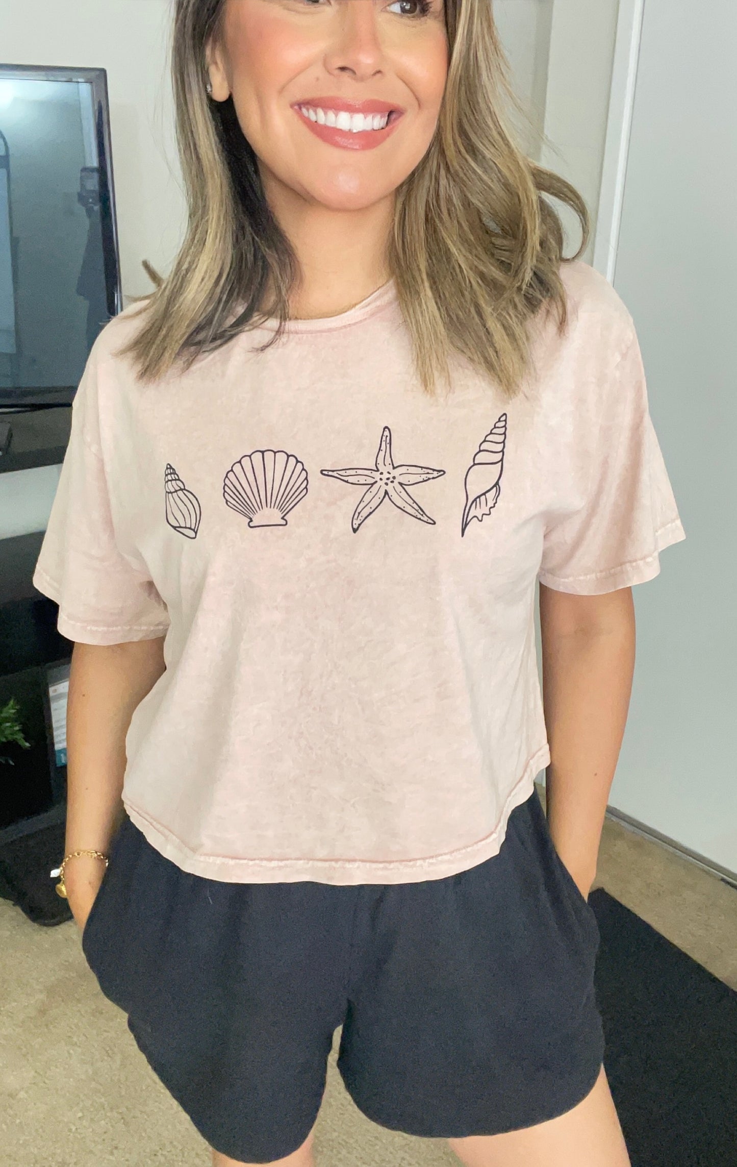 Cropped Seashell Mineral Top