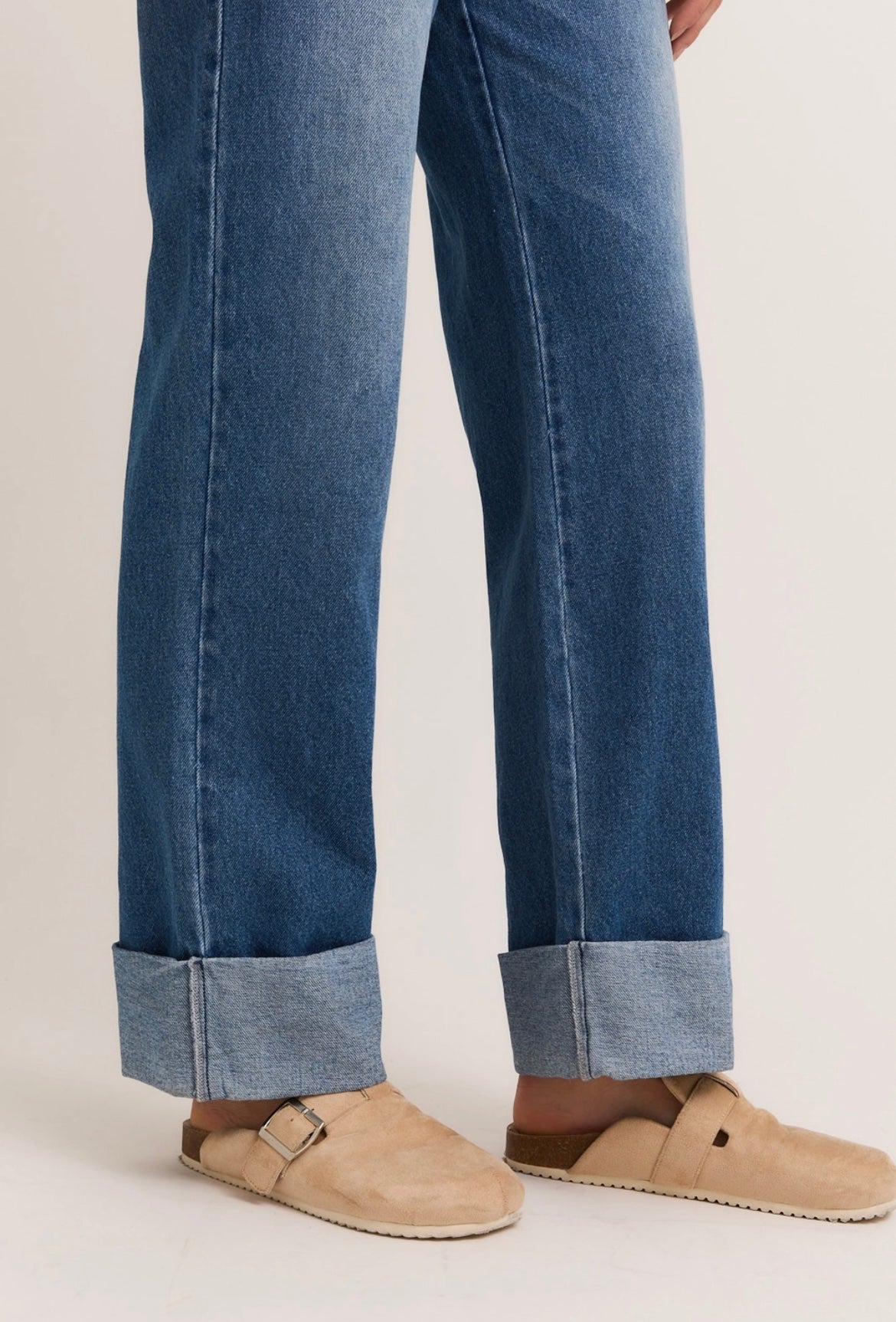 High Waist Cuffed Denim