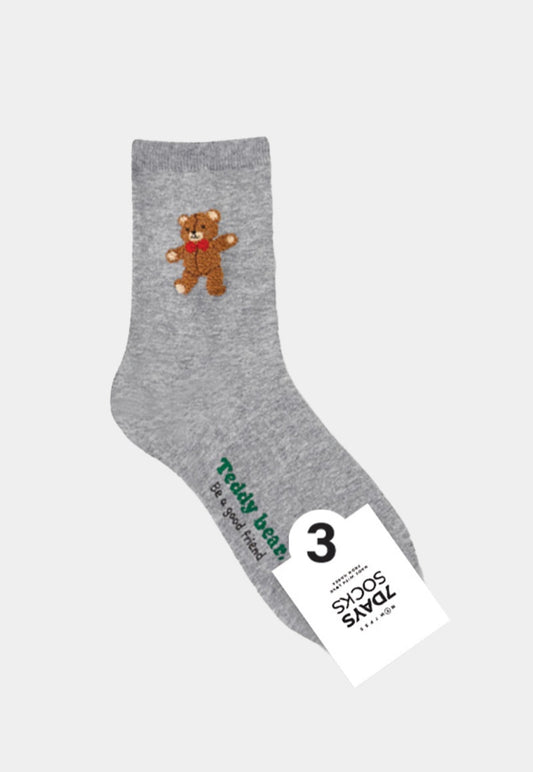 Women's Grey Teddy Bear Sock
