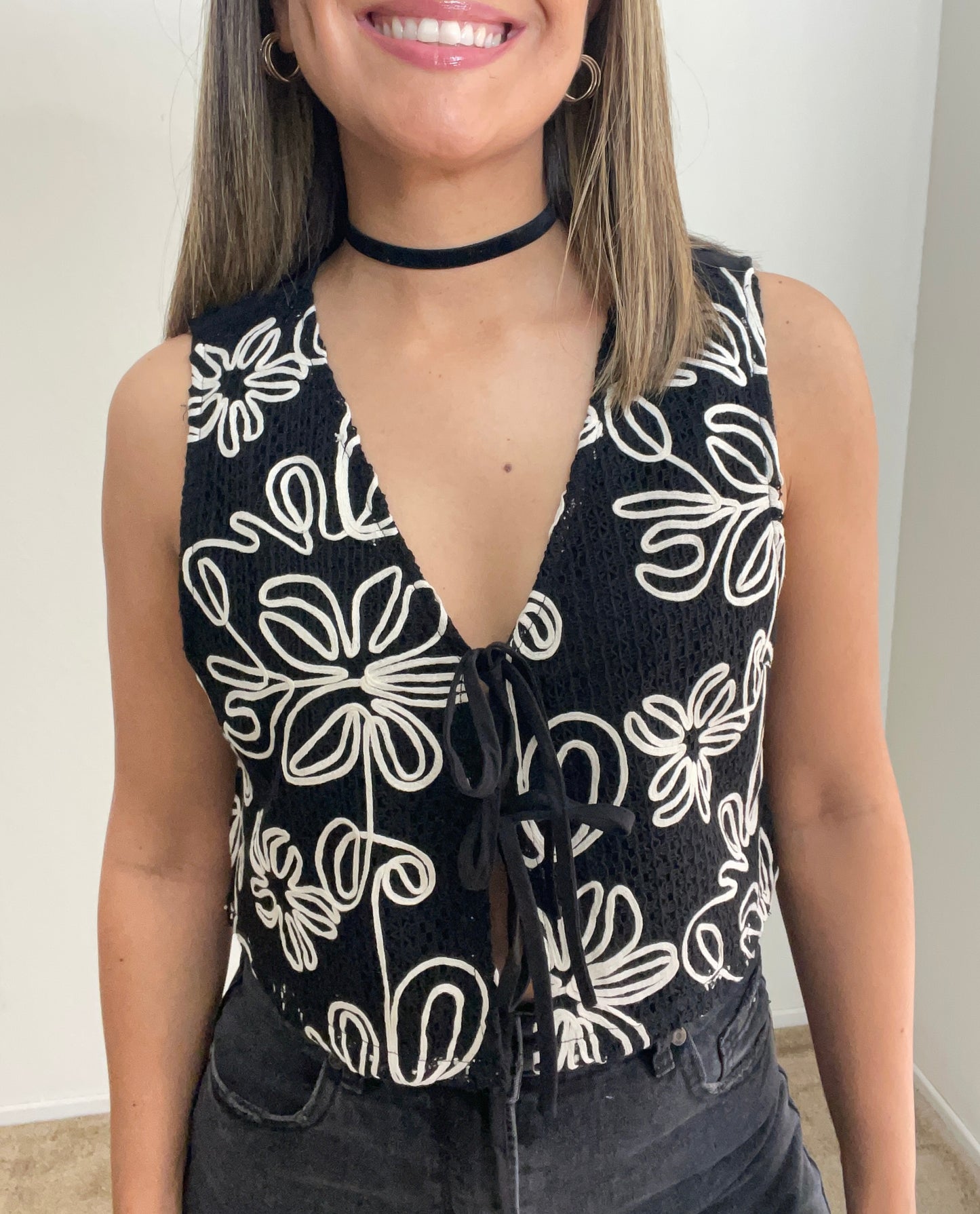 Floral Embroidered Vest