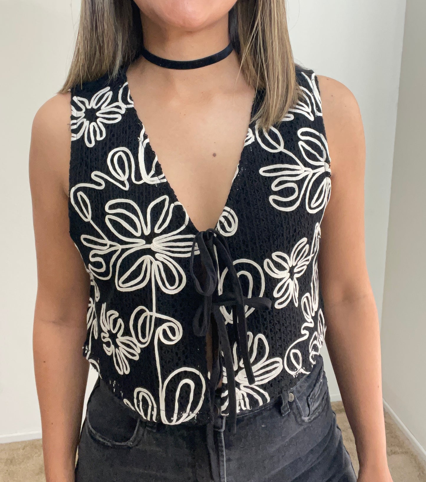 Floral Embroidered Vest