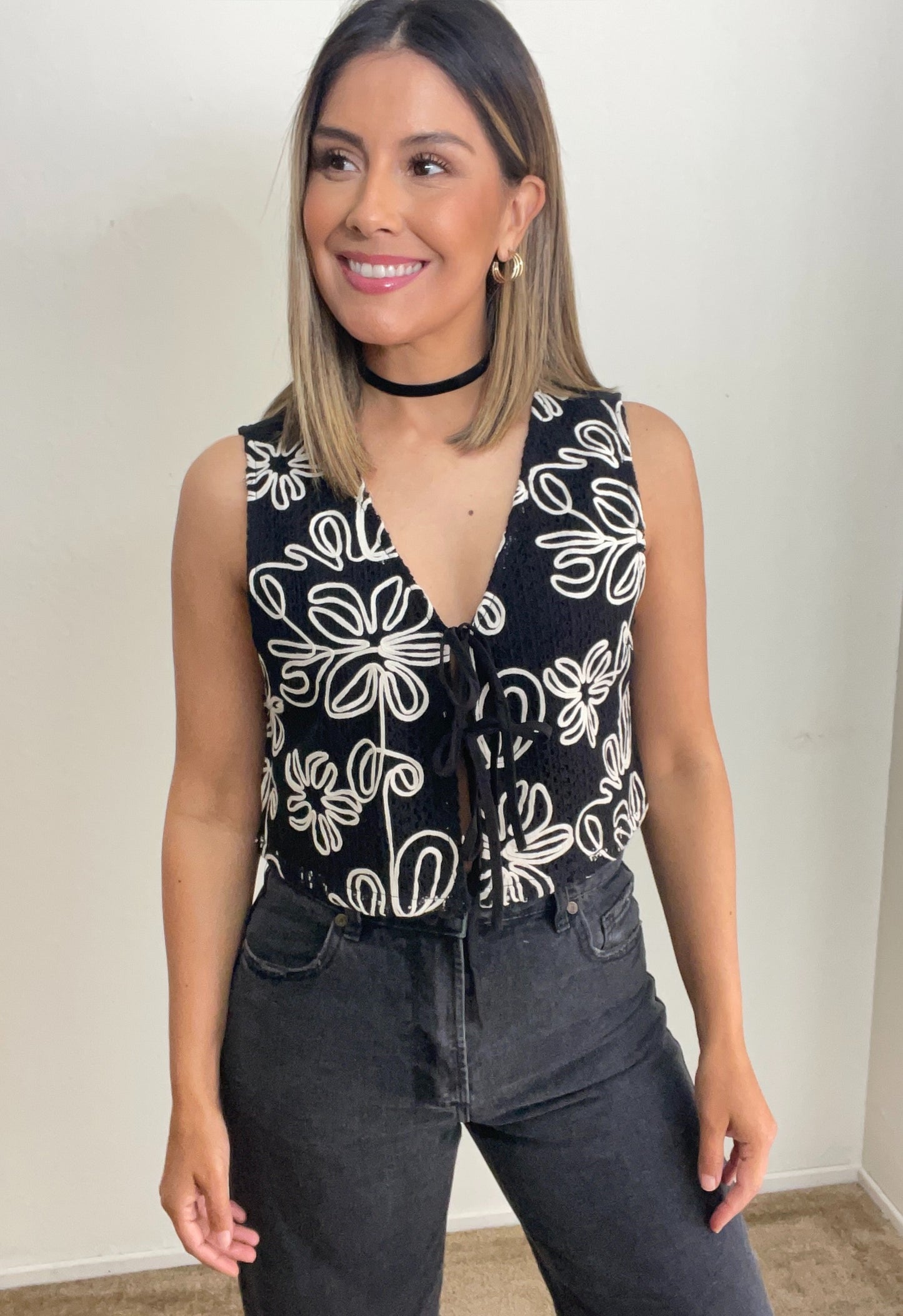 Floral Embroidered Vest