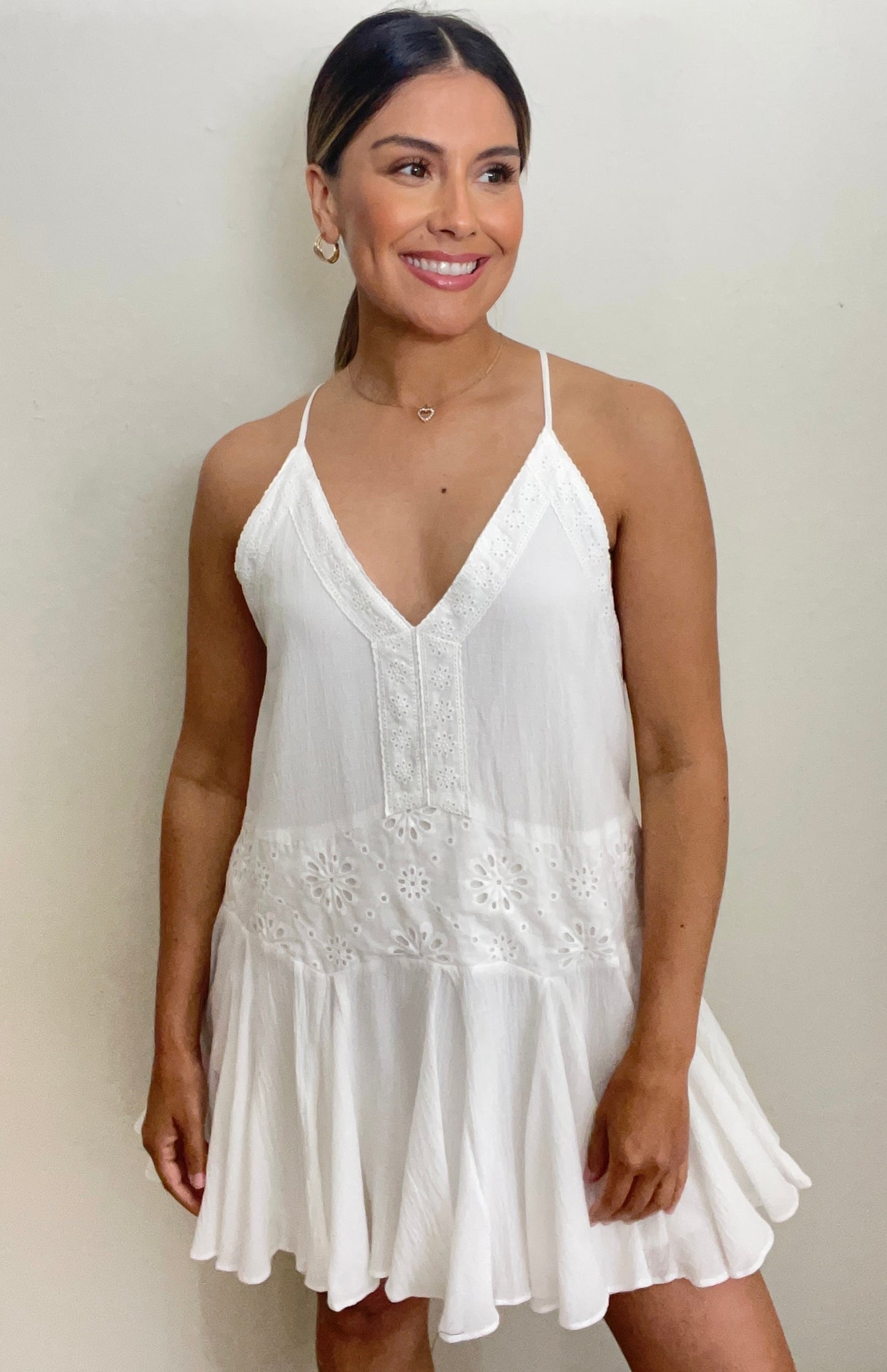 Eyelet V-Neck Cami Dress