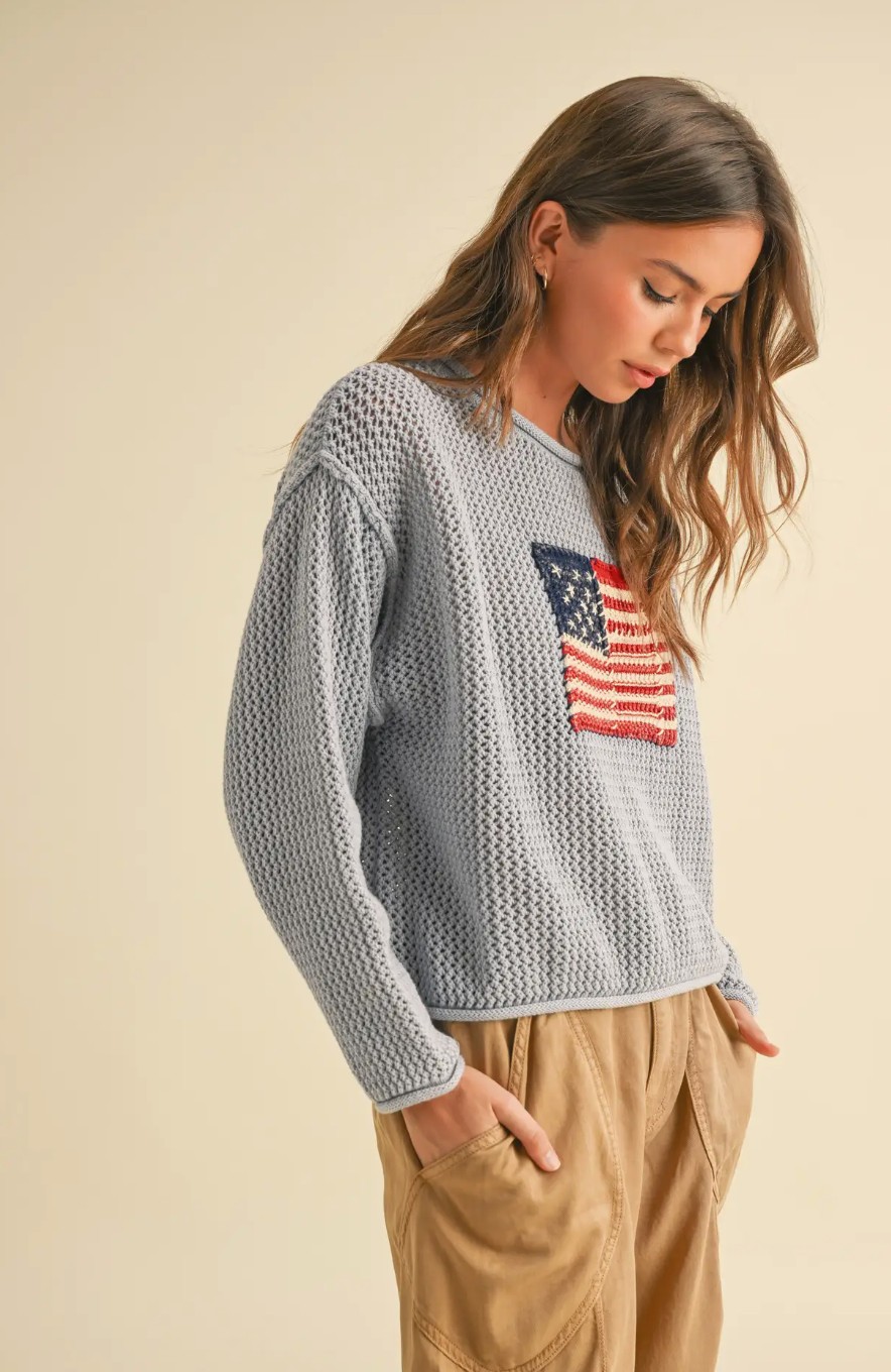Flag Knitted Sweater Top