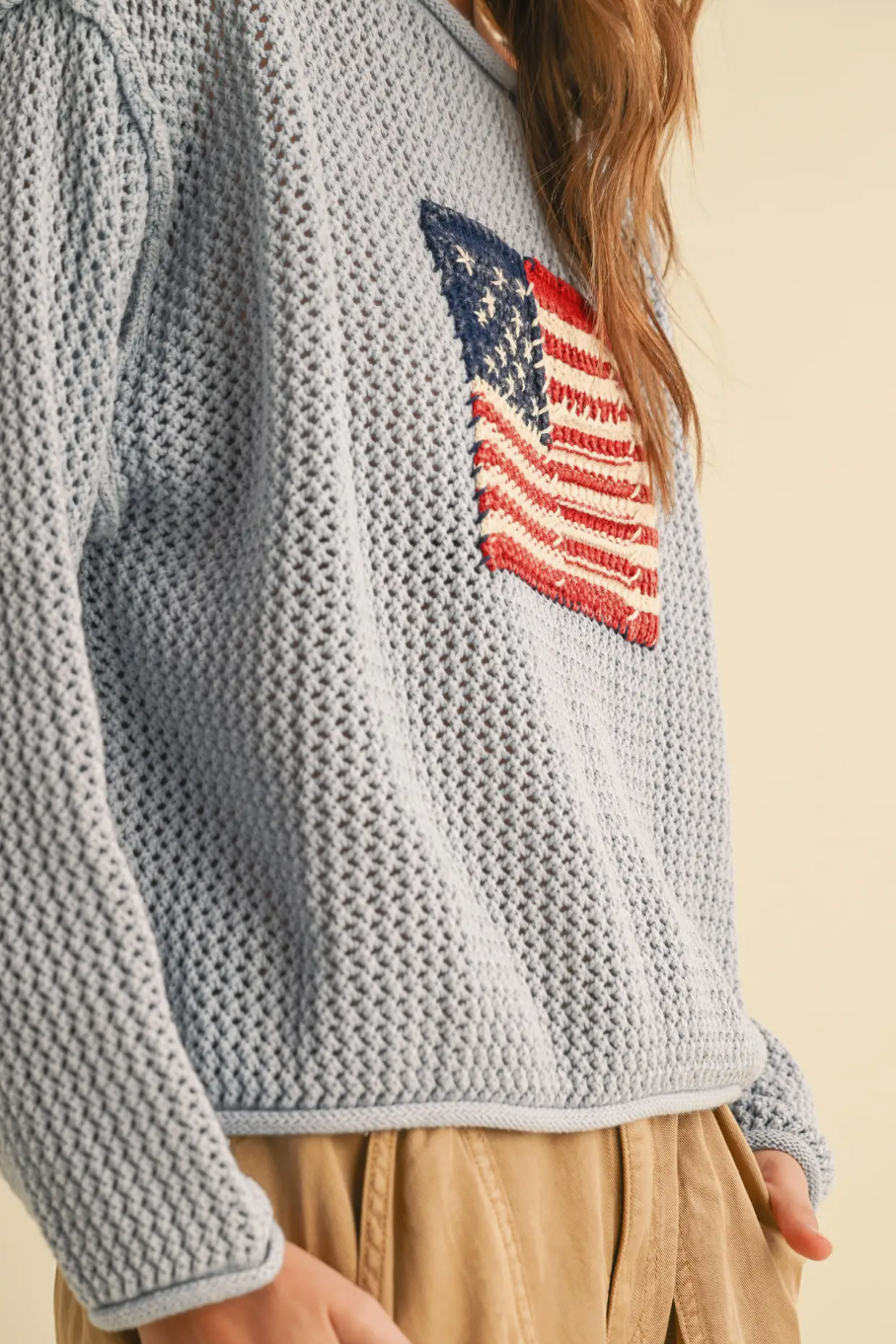 Flag Knitted Sweater Top