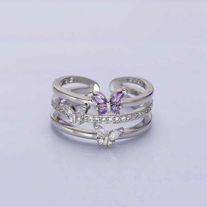 Butterfly Mariposa Triple Band Ring