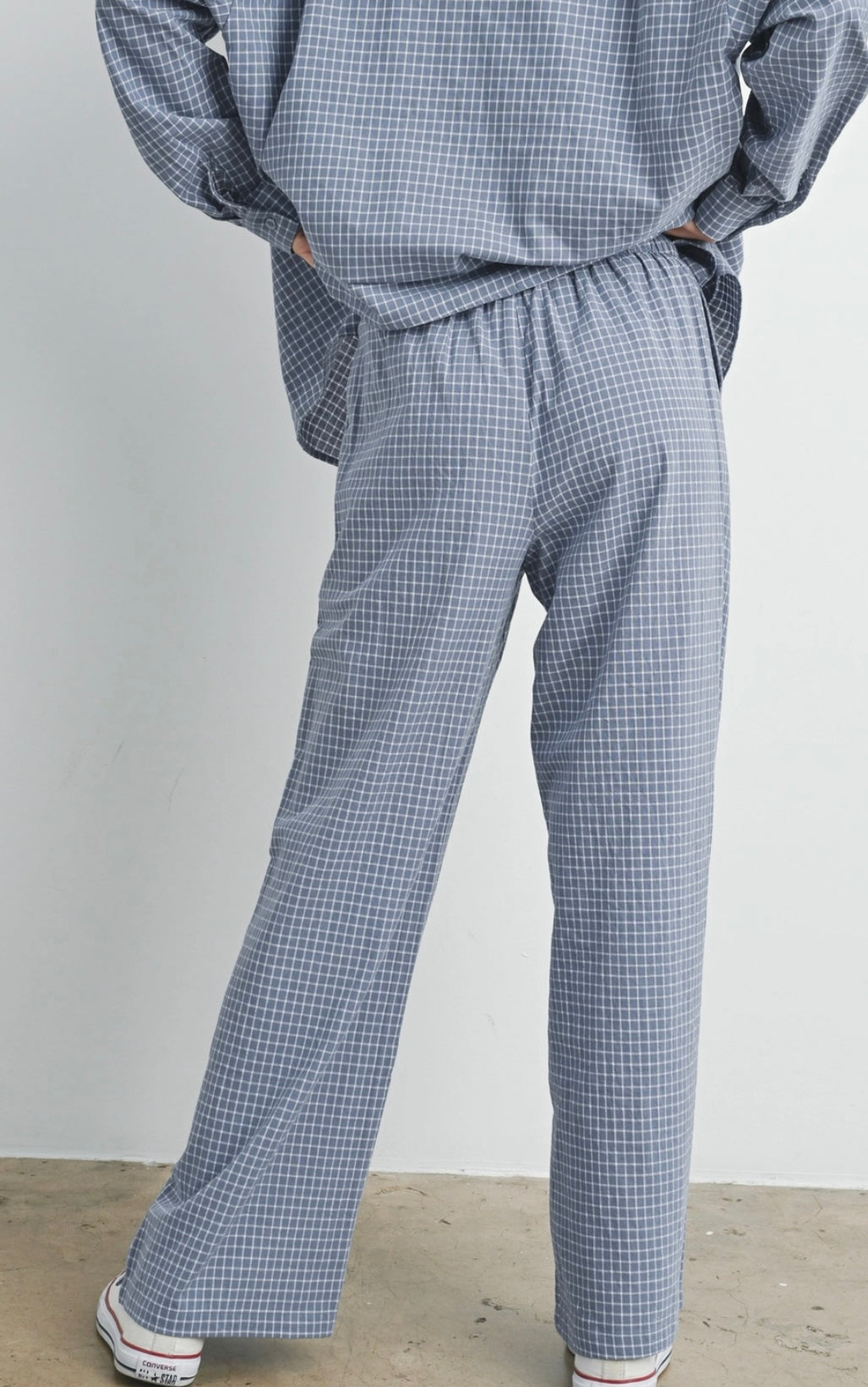 High Waisted Drawstring Check Pants