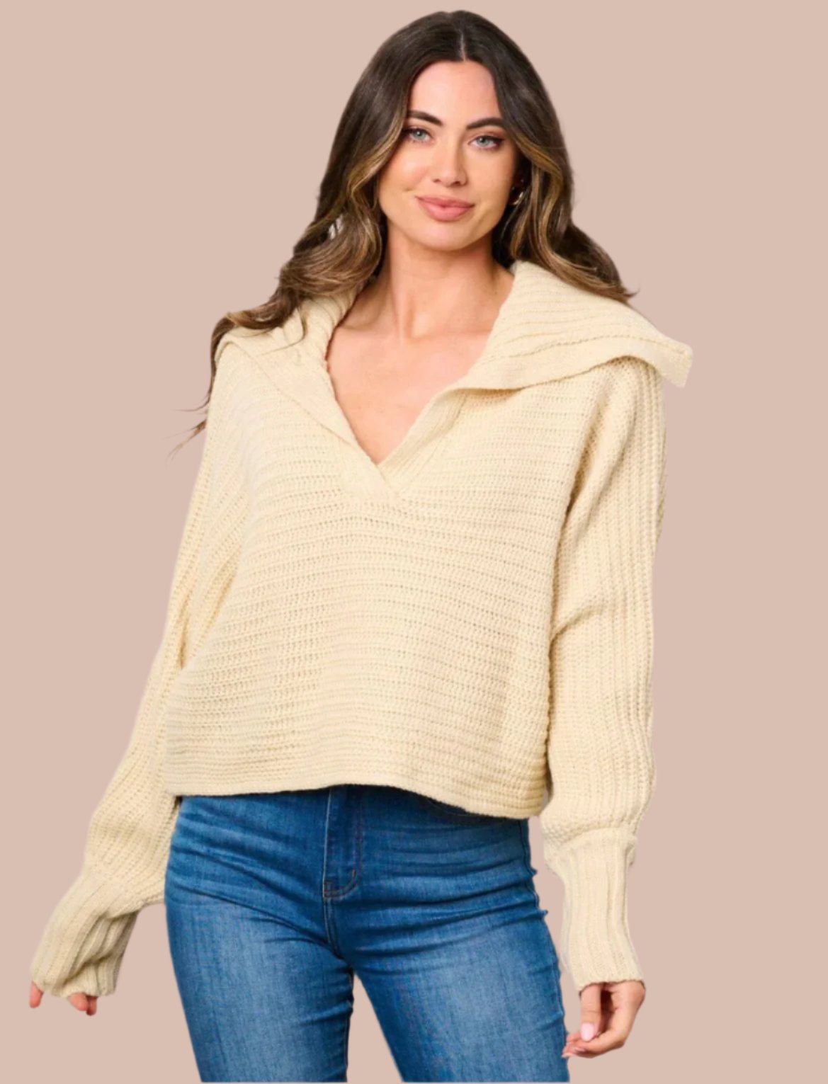 Women's L/S V-Neck Pullover Sweater