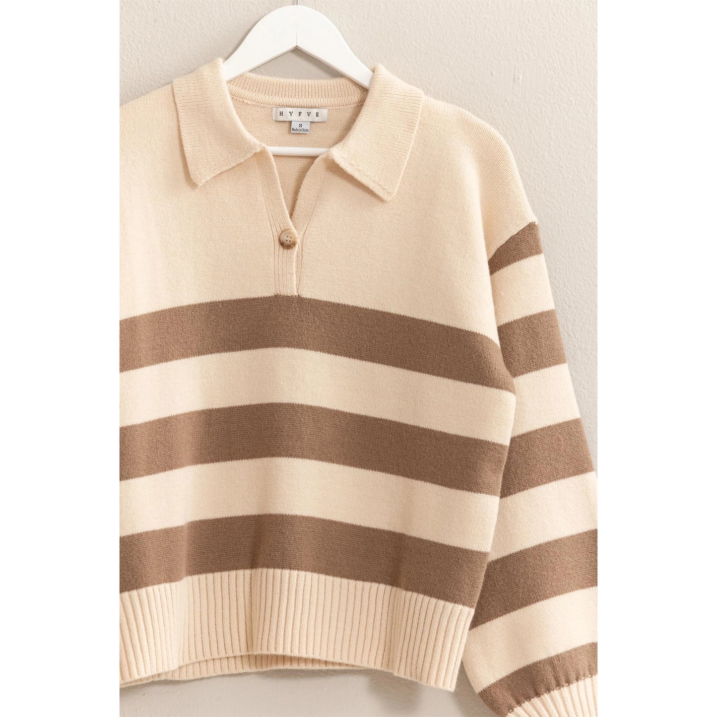 Collard Stripe Sweater