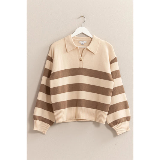 Collard Stripe Sweater