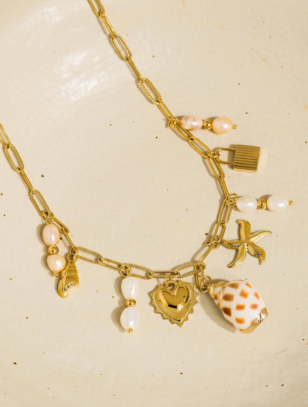 Shell and Pearl Charm Necklace