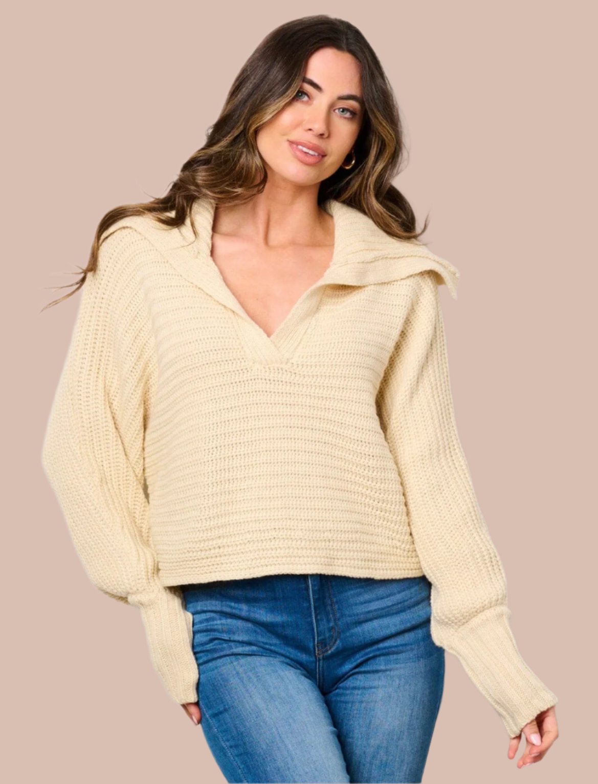 Women's L/S V-Neck Pullover Sweater