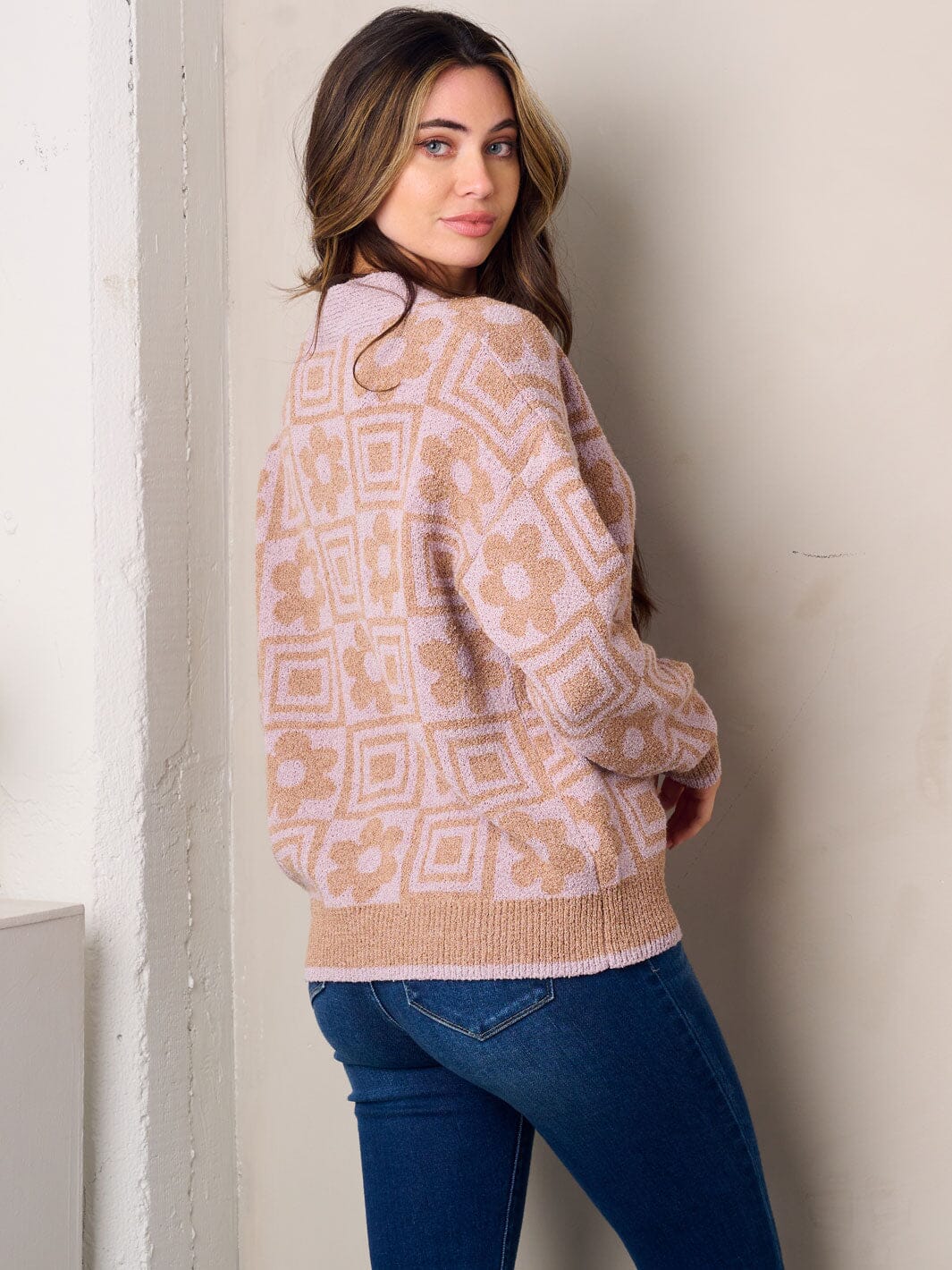 Women's Long Sleeve Multi-Print Sweater