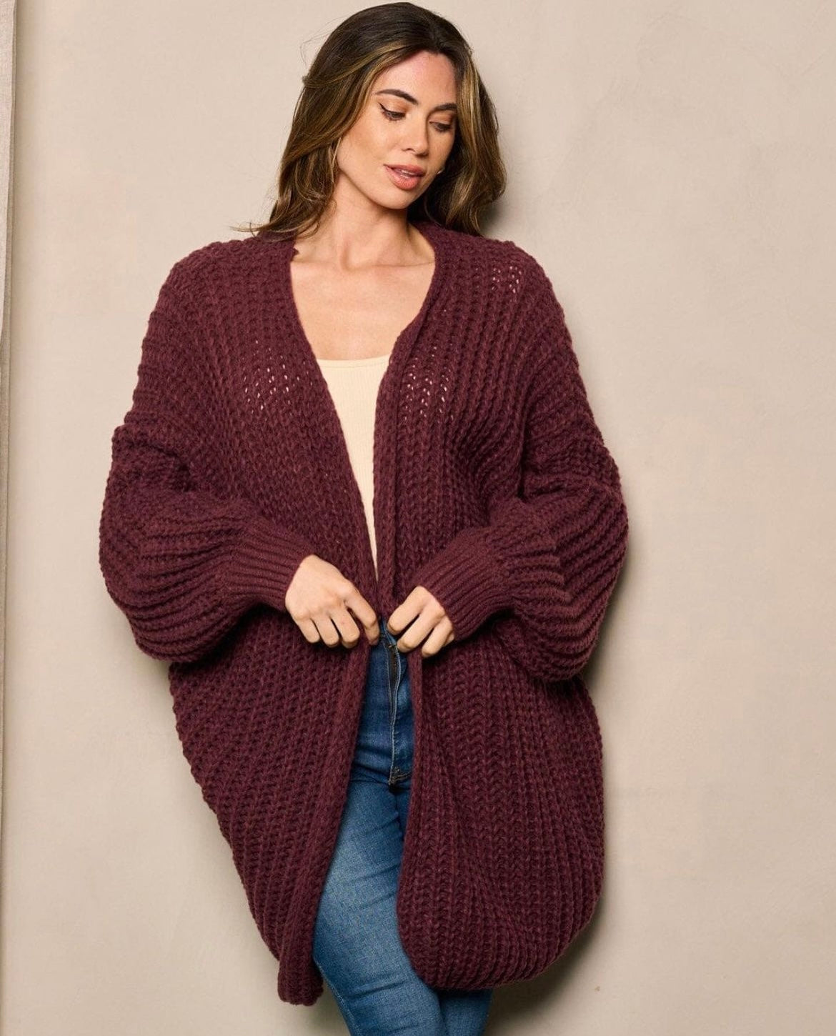 Women's L/S Oversized Knit Cardigan