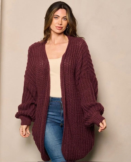 Women's L/S Oversized Knit Cardigan