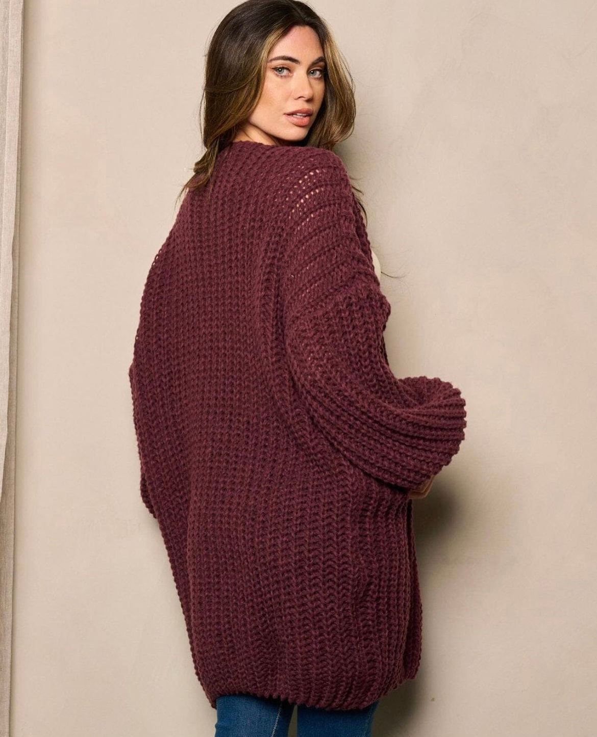 Women's L/S Oversized Knit Cardigan