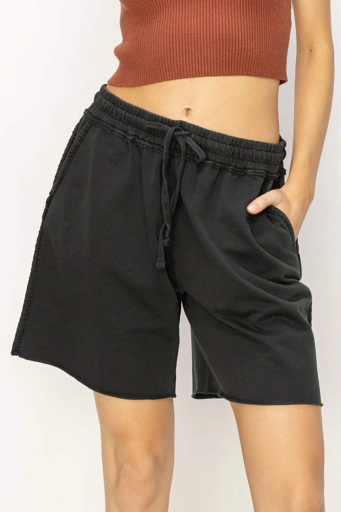 Mid Rise Drawstring Shorts