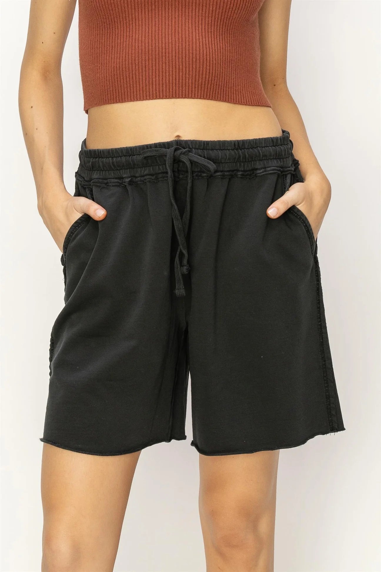 Mid Rise Drawstring Shorts