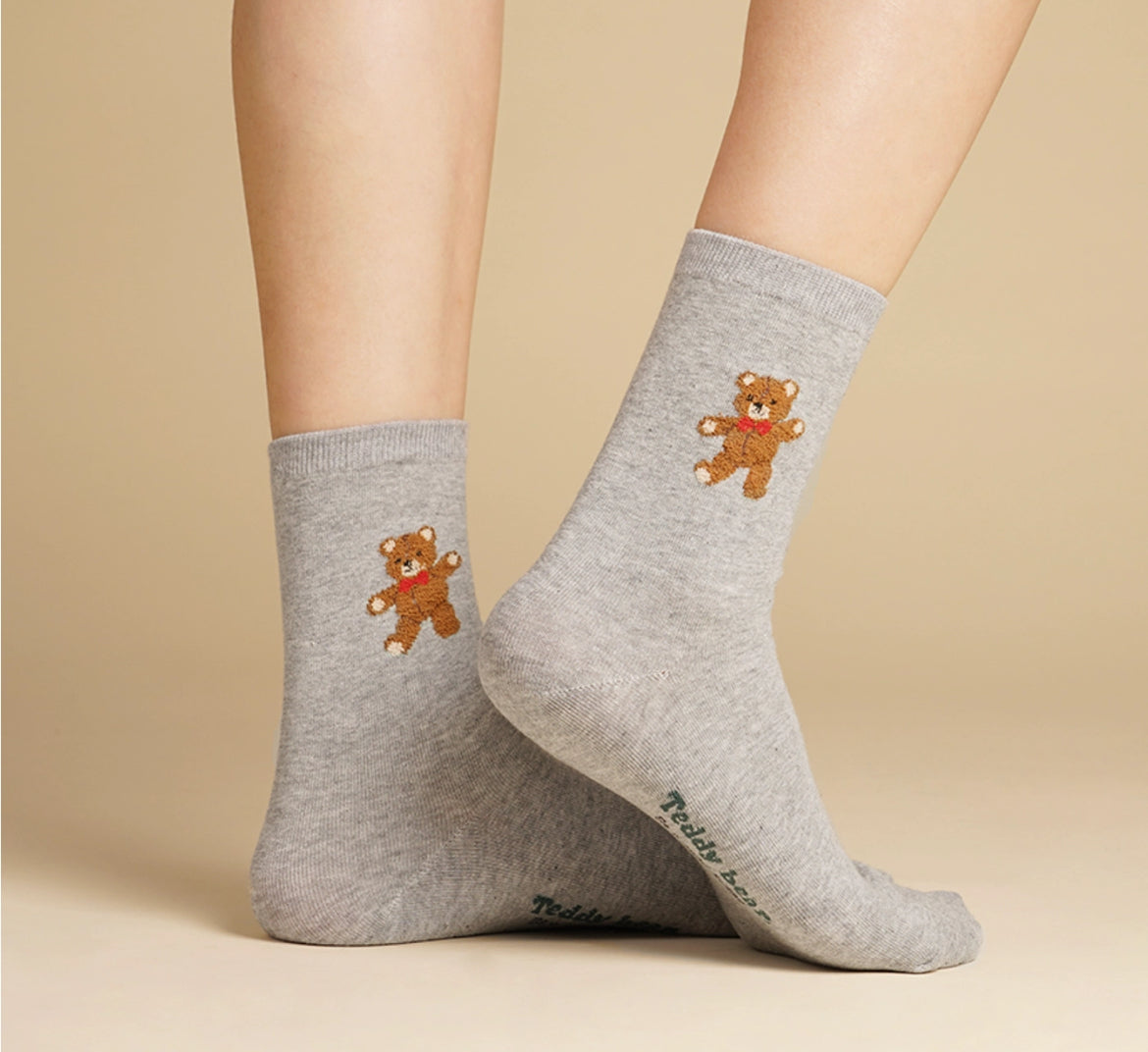 Women's Grey Teddy Bear Sock