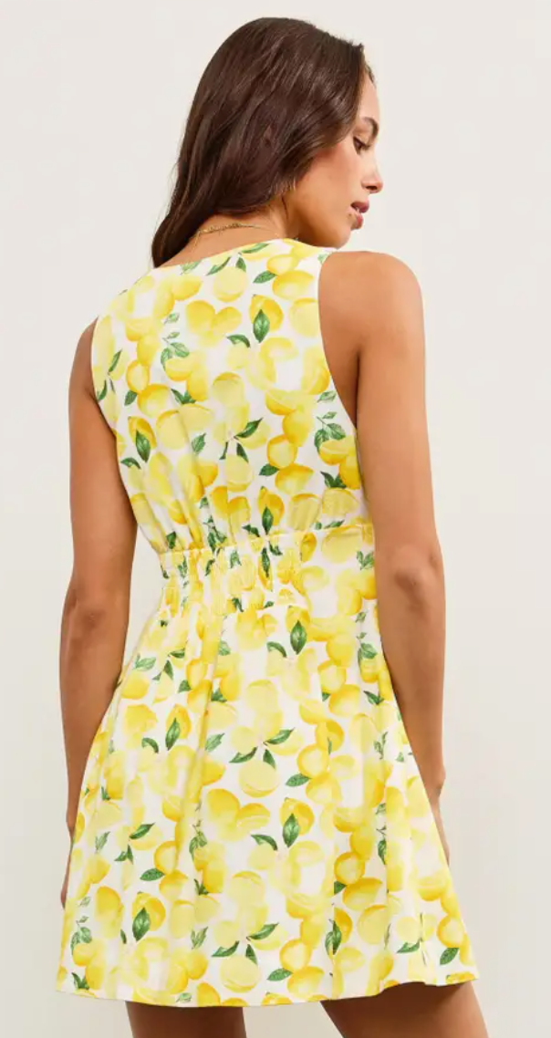 V-Neck Lemon Sleeveless Dress