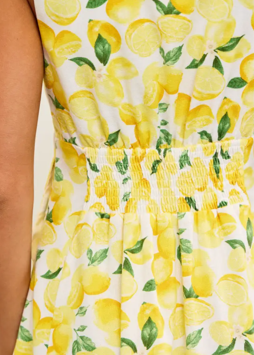 V-Neck Lemon Sleeveless Dress
