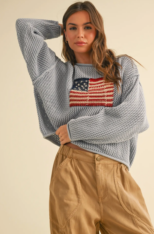 Flag Knitted Sweater Top