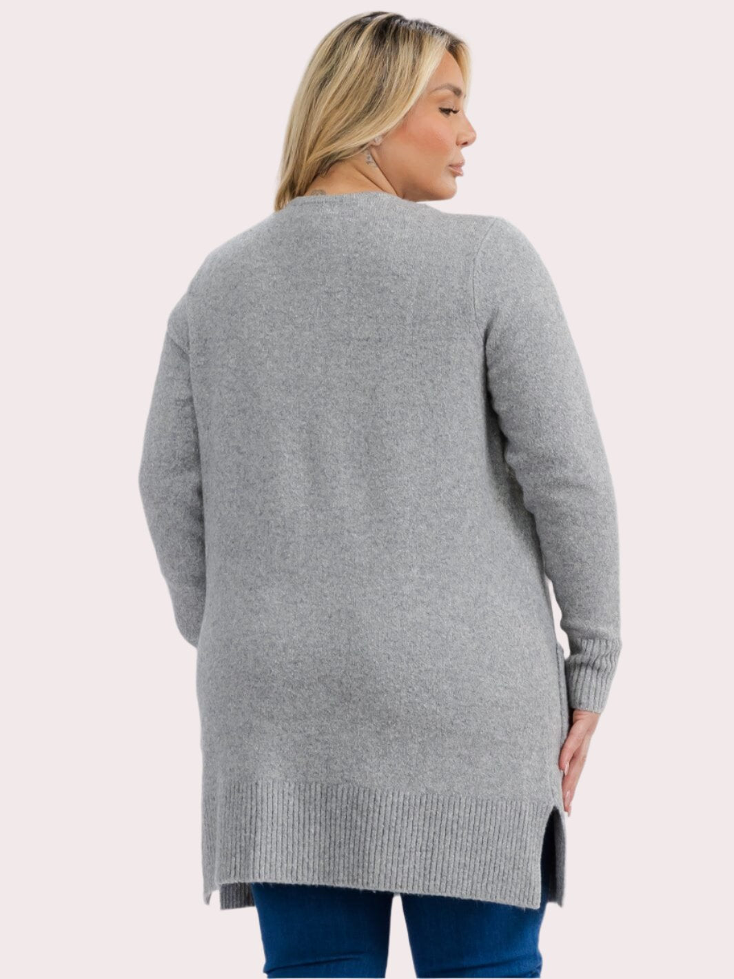 Plus Size L/S Open Front Cardigan