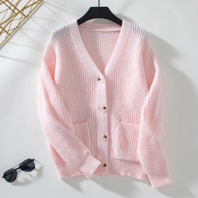 Casual V-Neck Button-Down Knitted Sweater Cardigan