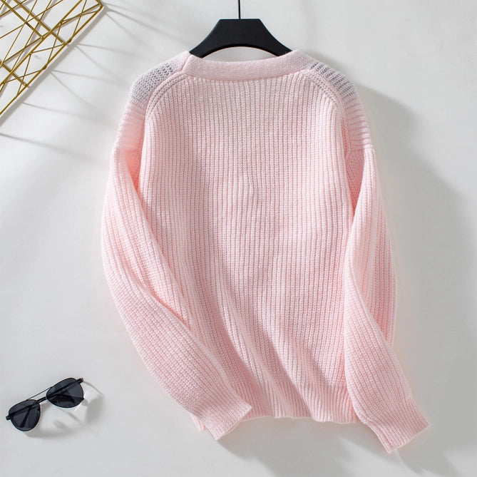 Casual V-Neck Button-Down Knitted Sweater Cardigan