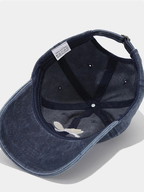 Vintage Washed Embroidered Butterfly Bow Baseball Cap Women