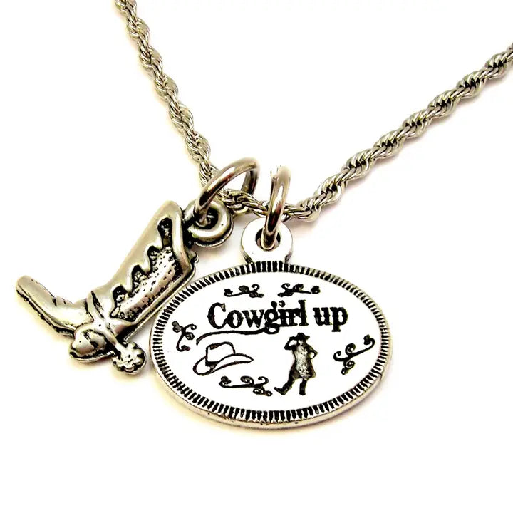 Cowgirl Up w/ Cowboy Boot Charm Necklace