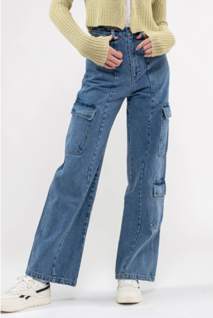 High Waisted Denim Pocket Jeans