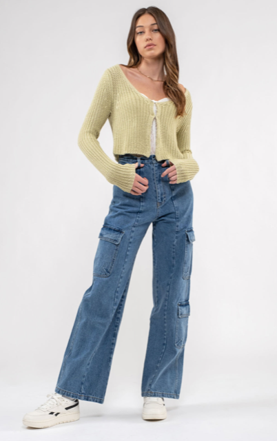 High Waisted Denim Pocket Jeans