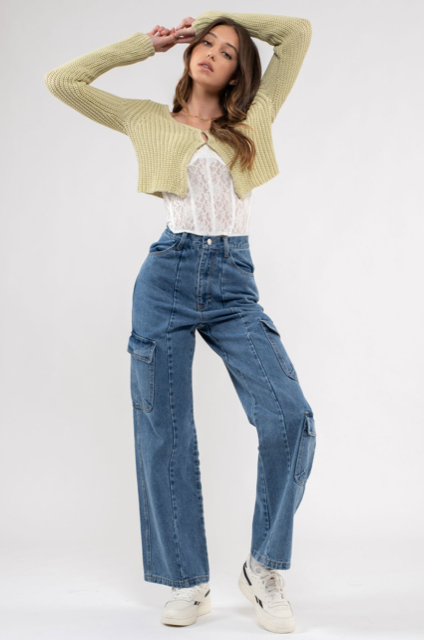 High Waisted Denim Pocket Jeans