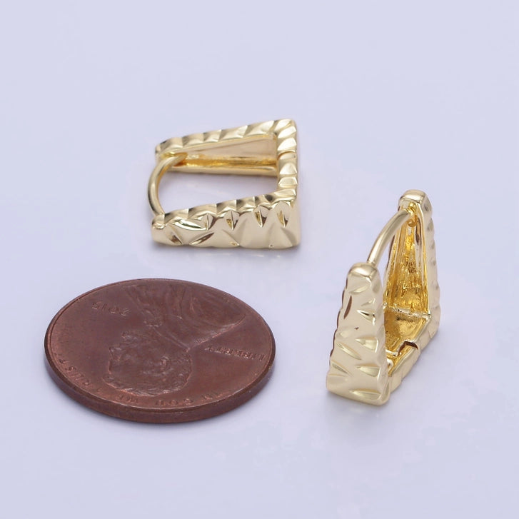 14K Gold Filled 13mm Hammered Square Earrings