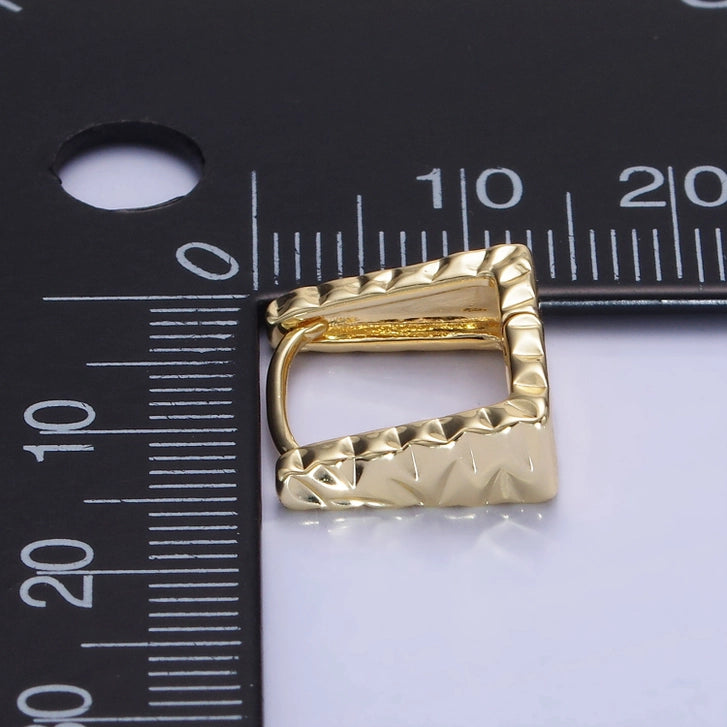 14K Gold Filled 13mm Hammered Square Earrings