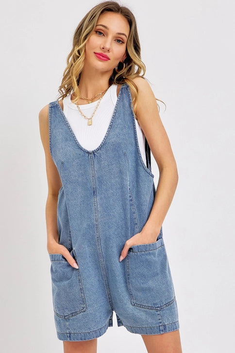 Denim Overall Romper