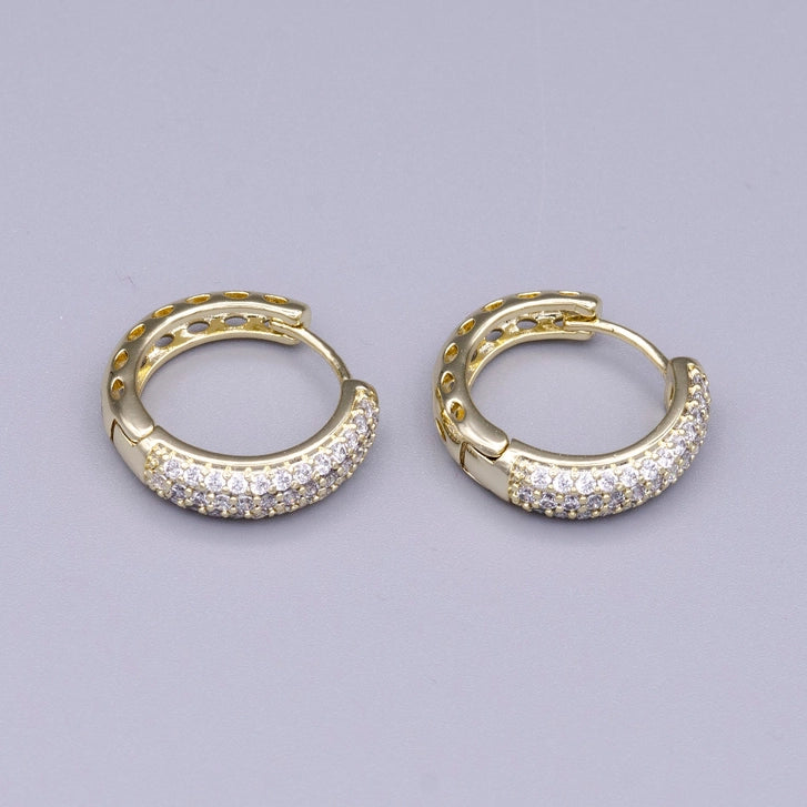 16K Gold Filled Micro Paved Cz 20mm Huggie Earrings