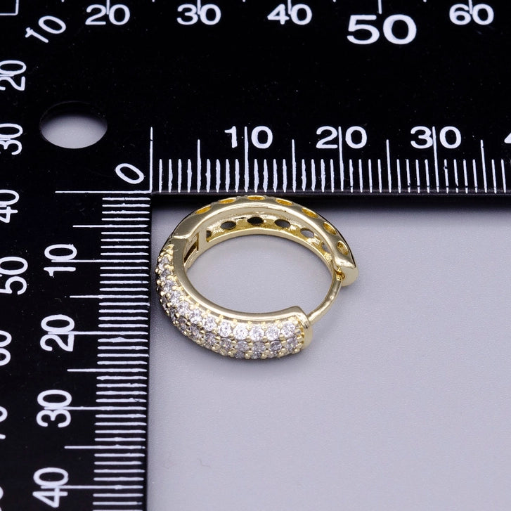 16K Gold Filled Micro Paved Cz 20mm Huggie Earrings