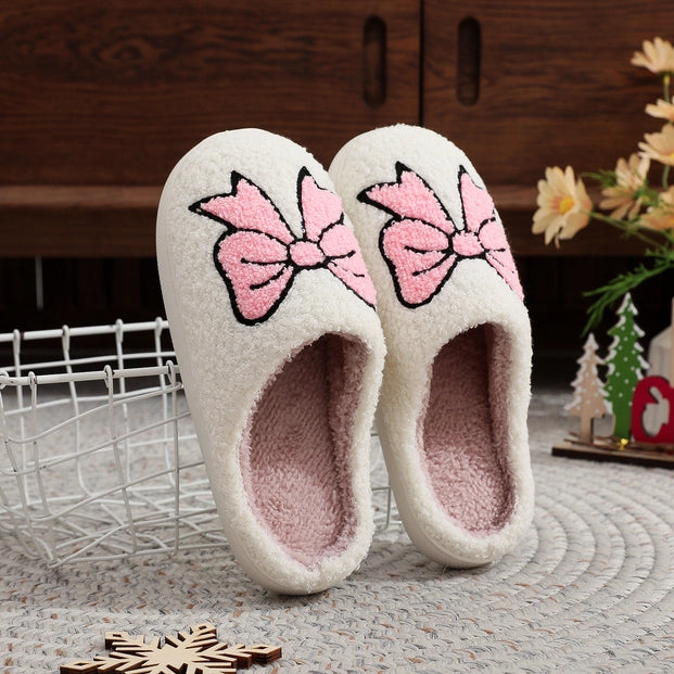 Christmas Series (Pink Bow Cotton Slippers)