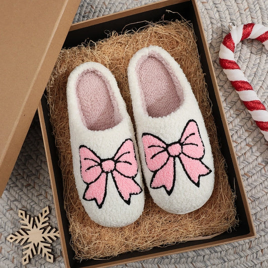 Christmas Series (Pink Bow Cotton Slippers)