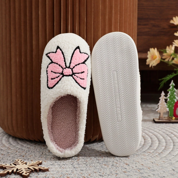 Christmas Series (Pink Bow Cotton Slippers)