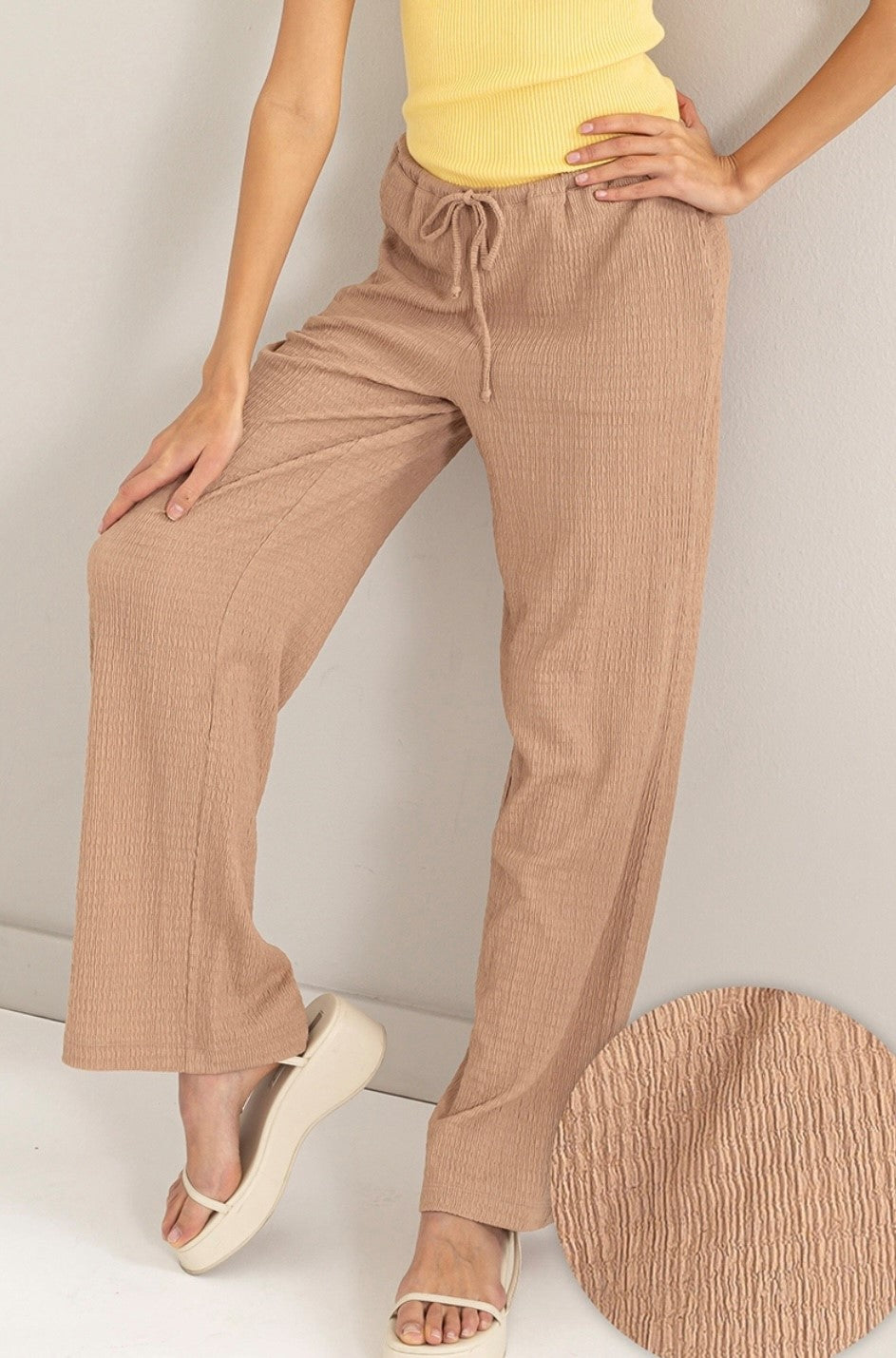 Knit Wide Leg Drawstring Pants