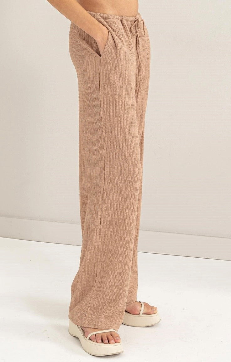 Knit Wide Leg Drawstring Pants