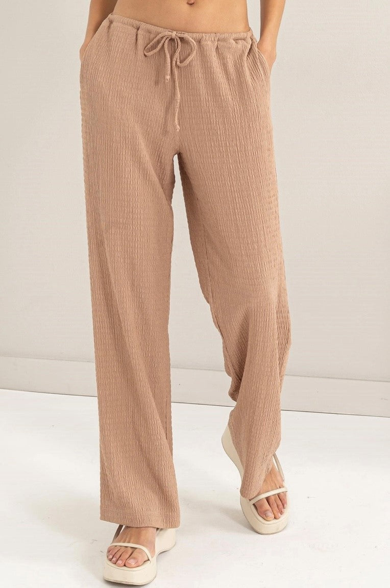 Knit Wide Leg Drawstring Pants