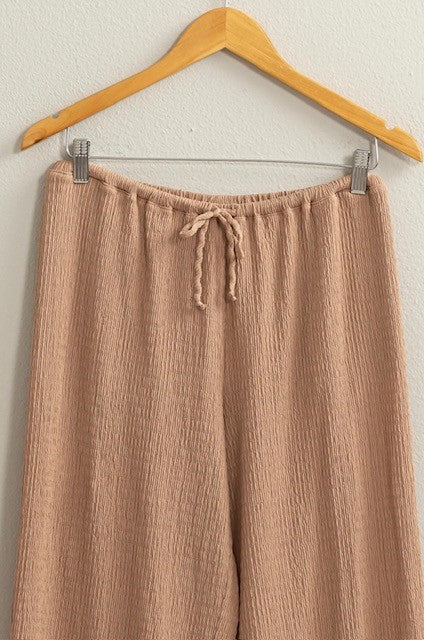 Knit Wide Leg Drawstring Pants