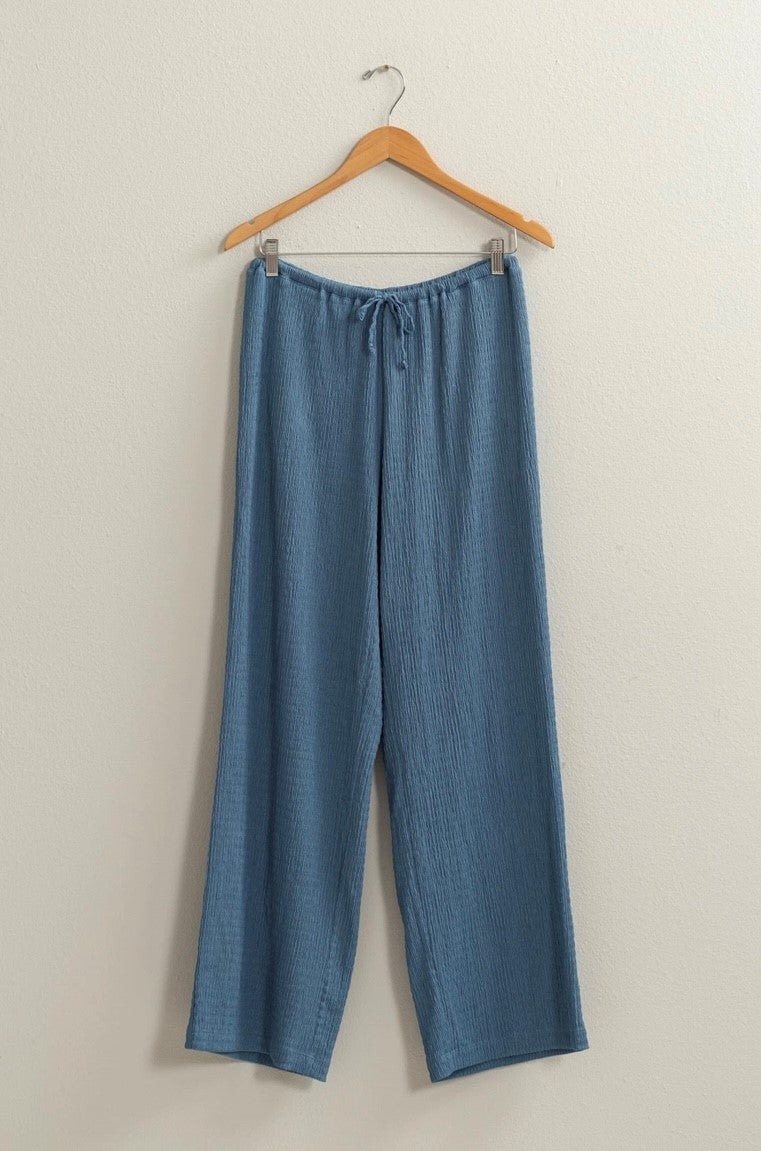 Knit Wide Leg Drawstring Pants