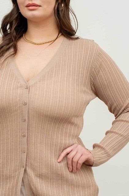 Plus Size Button Down Sheer Cardigan